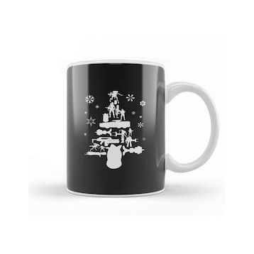 Humuts Aliens Christmas Tree Silhouette White Kupa Bardak