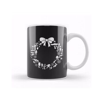 Humuts Aliens Christmas Wreath Pattern Kupa Bardak