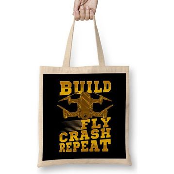 Humuts Build Fly Crash Repeat Cute Drone Pilot Flying Pun Bez Çanta