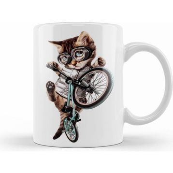 Humuts Cat Kedi Bisiklet Şov Kupa Bardak