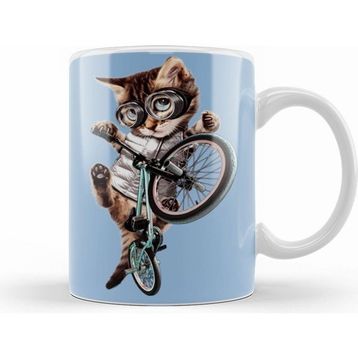Humuts Cat Kedi Bisiklet Şov Kupa Bardak