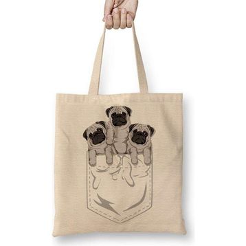 Humuts Cepte Pug Cepte Köpek Bez Çanta