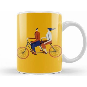 Humuts Couple Riding A Bicycle Kupa Bardak