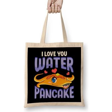 Humuts Cute Funny I Love You Water Pancake Stingray Pun Uzun Saplı Açık Bej Bez Çanta
