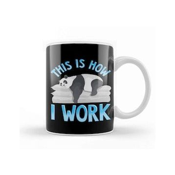Humuts Cute & Funny This Is How I Work Lazy Panda Working Kupa