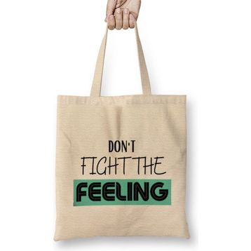 Humuts Don't Fıght The Feelıng Açık Bej Uzun Saplı Bez Çanta