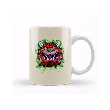 Humuts Doom Cacodemon Front and Back Tee a Beyaz Kupa
