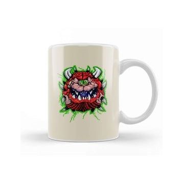 Humuts Doom Cacodemon Front and Back Tee a Beyaz Kupa