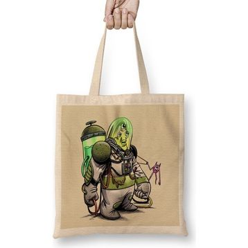 Humuts Drawing Alien Açık Bej Uzun Saplı Bez Çanta