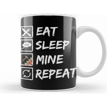Humuts Eat Sleep Mine Repeatminecraft Beyaz Kupa