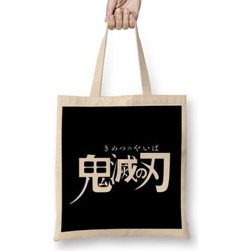Humuts Font Demon Slayer Kimetsu No Yaiba Bez Uzun Saplı Açık Bej Rengi Çanta