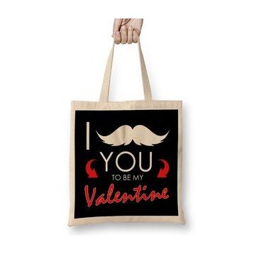 Humuts Funny I Mustache You To Be My Valentine Cute Pun T Bez Çanta