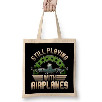 Humuts Funny Pilot Still Playing With Airplanes Pun Bez Çanta