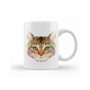 Humuts Geometric Animal Cat Kupa Bardak