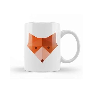 Humuts Geometric Animal Fox Head Kupa Bardak