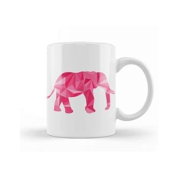 Humuts Geometric Animal Pink Elephant Kupa Bardak