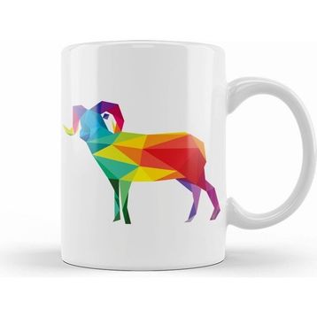 Humuts Geometric Animal Rainbow Ram Kupa Bardak