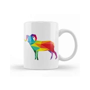 Humuts Geometric Animal Rainbow Ram Kupa Bardak
