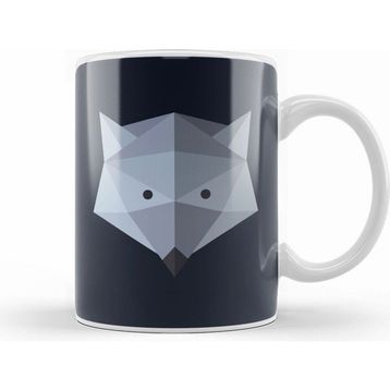 Humuts Geometric Animal Wolf Kupa Bardak
