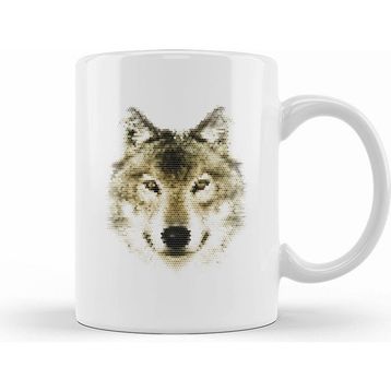Humuts Geometric Animal Wolf Kupa Bardak