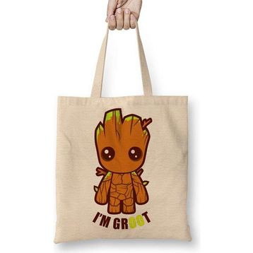 Humuts Groot Açık Bej Uzun Saplı Bez Çanta T Shirt