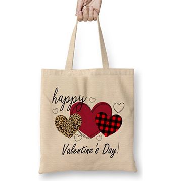 Humuts Happy Valentine's Day Cheetah Print Buffalo Plaid Hearts for Women and Girls Bez Kadın Günlük Çanta