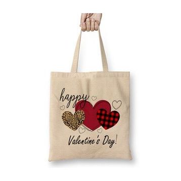 Humuts Happy Valentine's Day Cheetah Print Buffalo Plaid Hearts for Women and Girls Bez Kadın Günlük Çanta