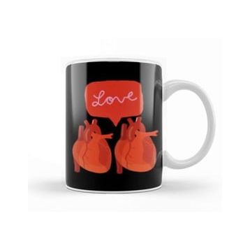 Humuts Heart Love Beyaz Kupa