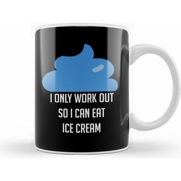 Humuts I Workout Because Ice Cream Funny Exercise Beyaz Kupa