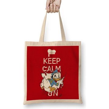 Humuts Keep Calm On Donald Duck Bez Uzun Saplı Açık Bej Rengi Çanta