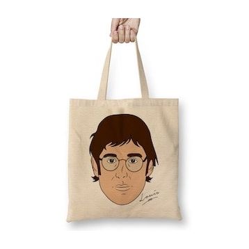 Humuts Louis Theroux Caricature Face Bez Uzun Saplı Açık Bej Rengi Çanta