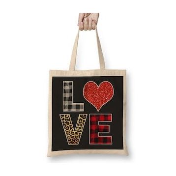 Humuts Love Leopard Buffalo Plaid Family Aniversary Matching Uzun Saplı Açık Bej Bez Çanta