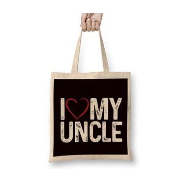 Humuts Love My Uncle Niece Nephew Aunt Family Father Mother Brother Uzun Saplı Açık Bej Bez Çanta
