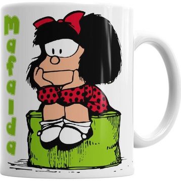 Humuts Mafalda Düşünceli Beyaz Kupa