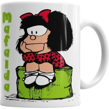 Humuts Mafalda Düşünceli Beyaz Kupa