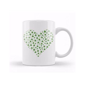 Humuts Marijuana in a Heart Shape Beyaz Kupa