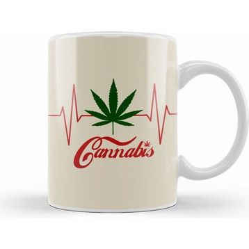 Humuts Marijuana Leaves Cannabis Beyaz Kupa