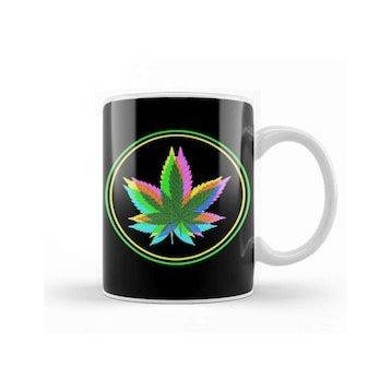 Humuts Marijuana Weed Leaves Psychedelic Neon Colored Beyaz Kupa