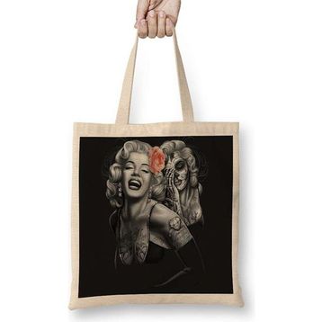 Humuts Marilyn Monroe Açık Bej Uzun Saplı Bez Çanta