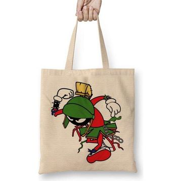 Humuts Marvin The Martian Jerks Açık Bej Uzun Saplı Bez Çanta