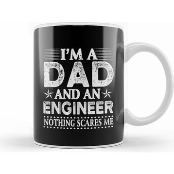 Humuts Mens Dad and Engineer Funny Fathers Gift Ideas Beyaz Porselen Kupa Bardak