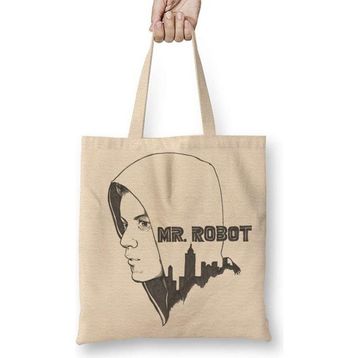 Humuts Mr Robot 01 Açık Bej Uzun Saplı Bez Çanta