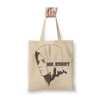 Humuts Mr Robot 01 Açık Bej Uzun Saplı Bez Çanta