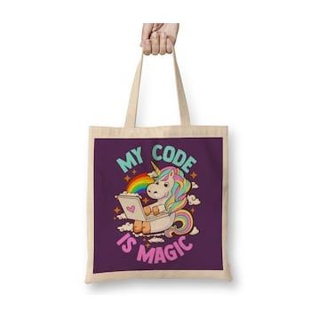 Humuts My Code Is Magic Unicorn Computer Programmer Coder Bez Çanta