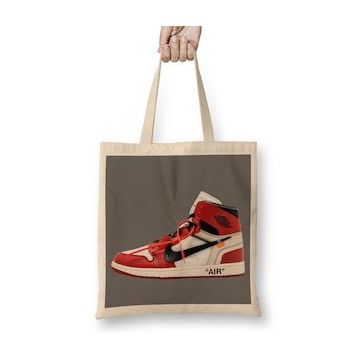 Humuts Nike Jordan 1 Off White Stencil Bez Uzun Saplı Açık Bej Rengi Çanta