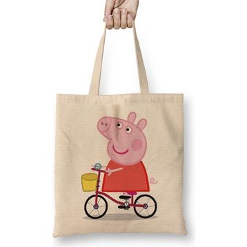 Humuts Peppa Pig Bir Bisiklette Peppa Pig Bez Çanta