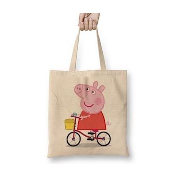 Humuts Peppa Pig Bir Bisiklette Peppa Pig Bez Çanta