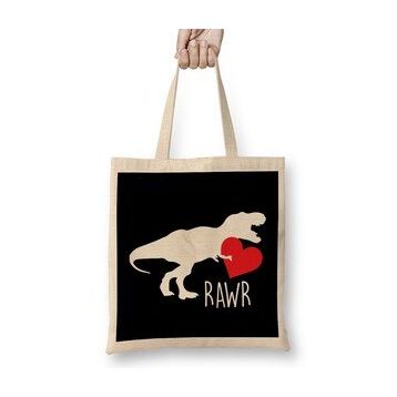 Humuts Rawr T Rex Dinosaur Heart Love Valentine S Day Bez Uzun Saplı Açık Bej Rengi Çanta