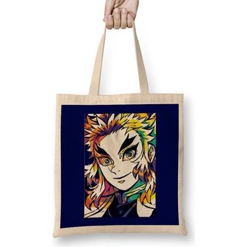 Humuts Rengoku Kyojuro Rengoku Demon Slayer Bez Uzun Saplı Açık Bej Rengi Çanta