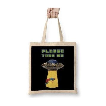 Humuts Retro Pixel Please Take Me Alien Abduction Bez Çanta